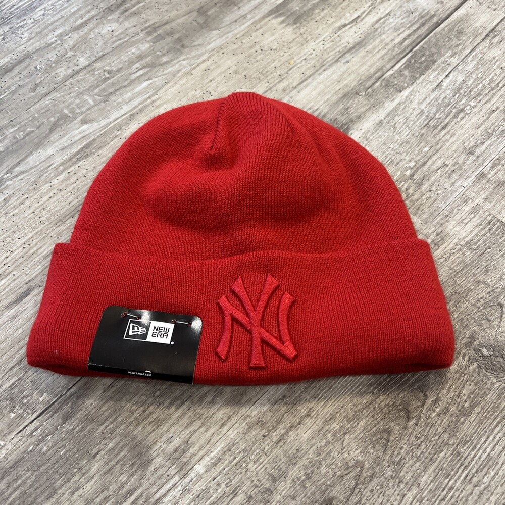 NEW ERA New York Yankees MLB LOGO EMBROIDERED KNIT BEANIE UNISEX Red NEW! OSFM